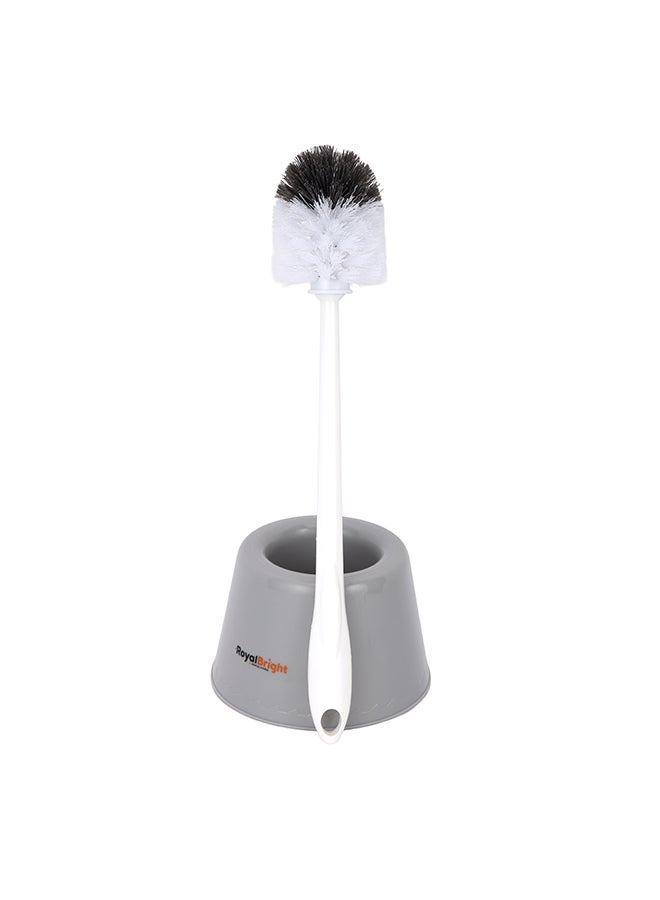 Royalford Toilet Brush with Holder- RF12839/ Compact and Light-Weight Washroom Brushes Perfect for Cleaning Indian and Western Style Toilets/ with 40 cm Long Handle for Better Reach, Flexible Bristles/ White and Grey - Image 3